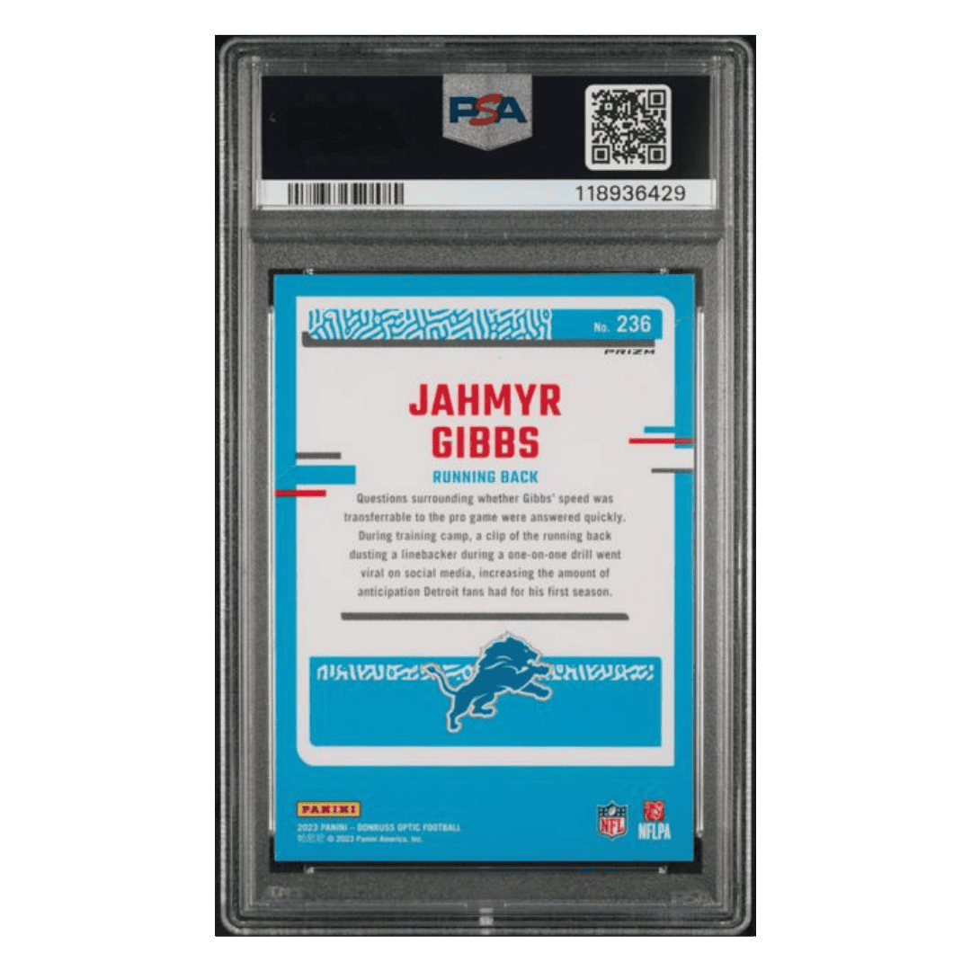 Jahmyr Gibbs PSA 9 2023 Panini Donruss Optic Rated Rookie Card #236