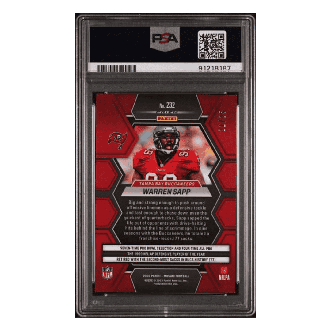 Warren Sapp PSA 10 2023 Panini Mosaic White #d /25 Card #232