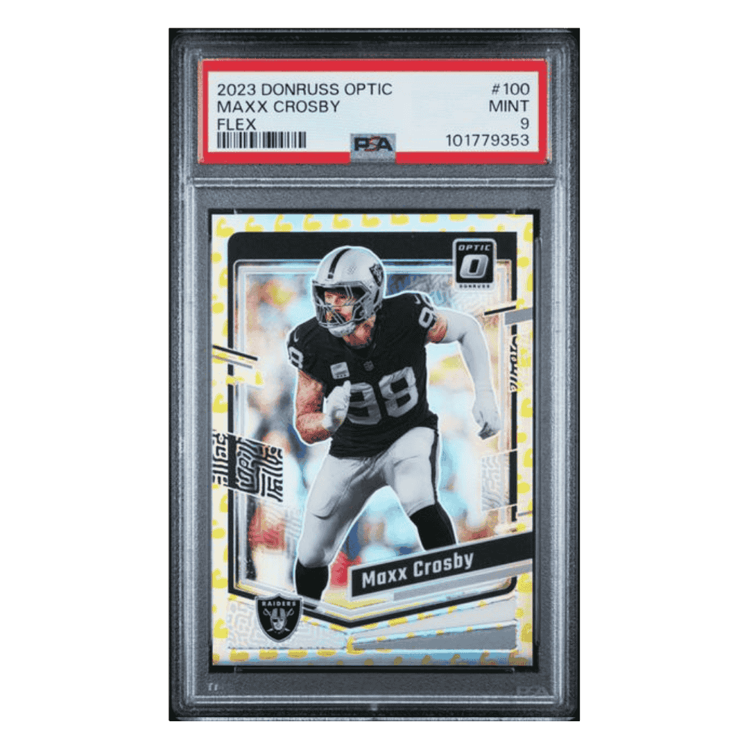 Maxx Crosby PSA 9 2023 Panini Donruss Optic Flex #d /149 Card #100