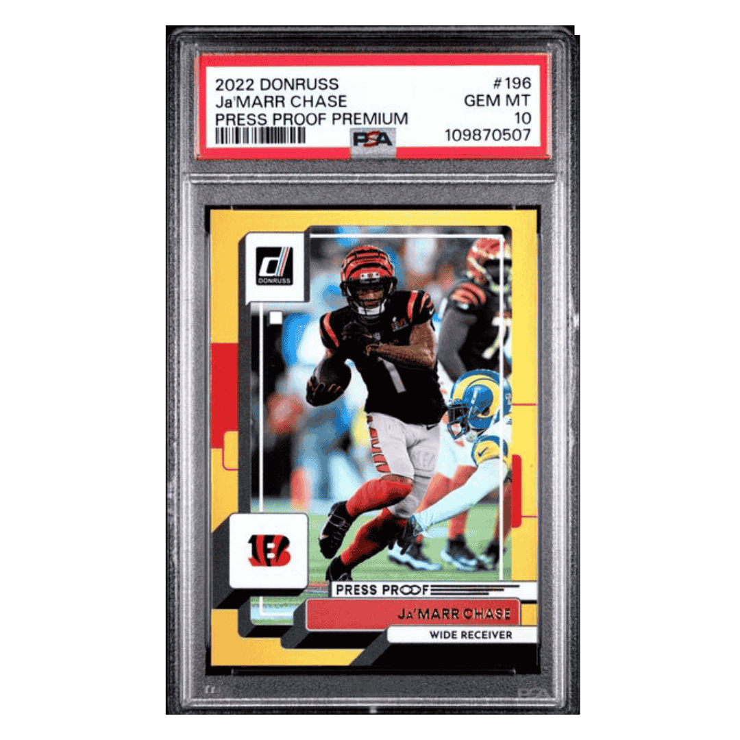 Ja'Marr Chase PSA 10 2022 Panini Donruss Press Proof Premium Card #196