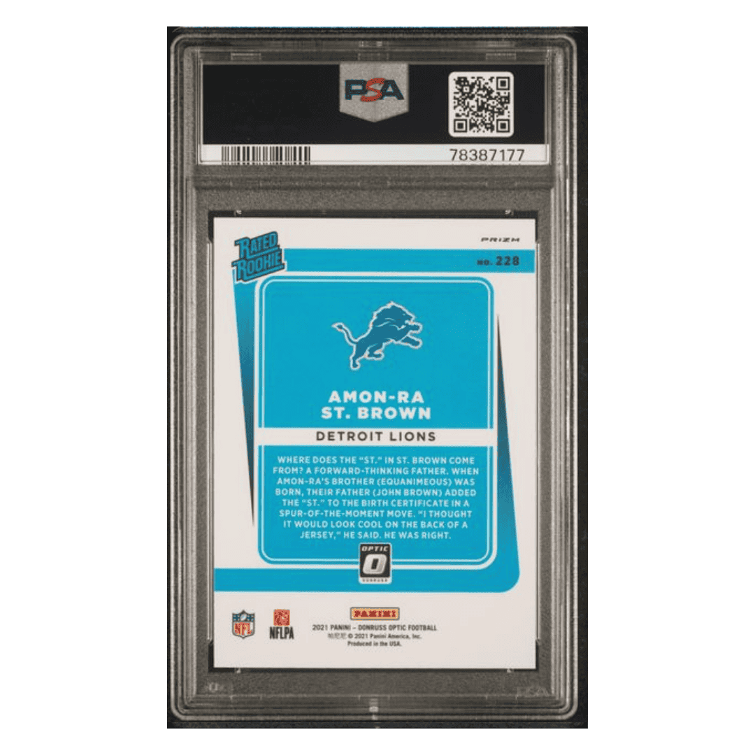 Amon-Ra St Brown PSA 10 2021 Panini Donruss Optic Bronze Rated Rookie Card #228