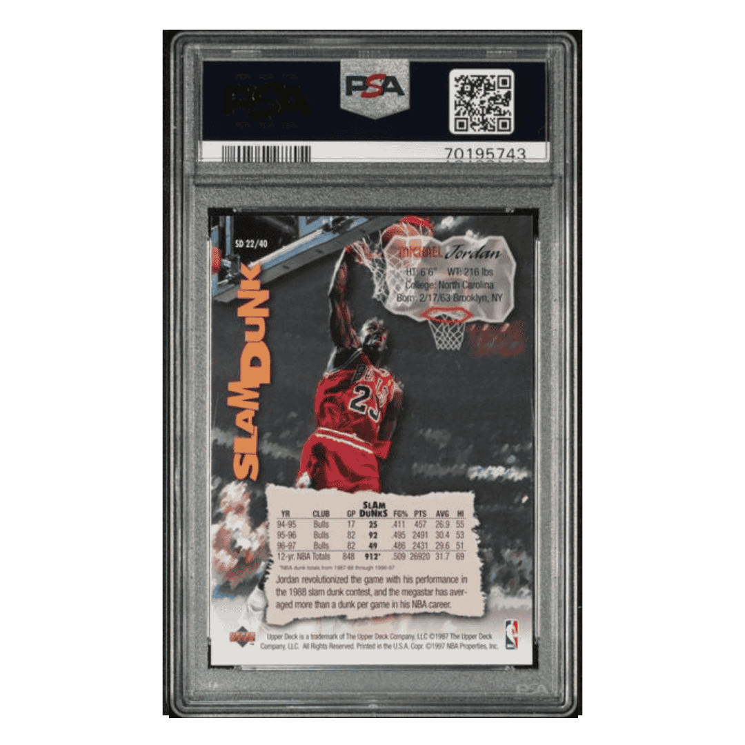 Michael Jordan PSA 9 1997 Upper Deck Slam Dunk Card #22