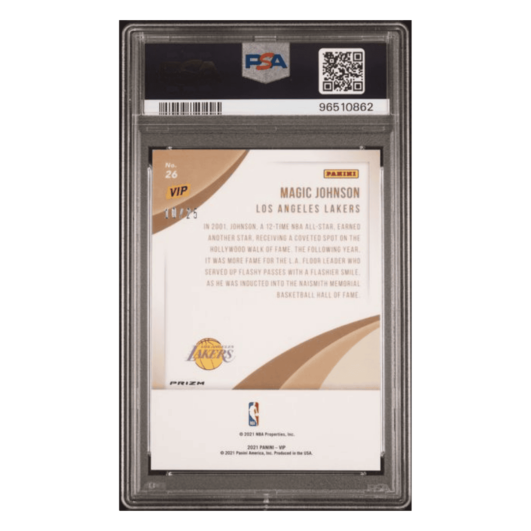 Magic Johnson PSA 10 2022 Panini National VIP Camo Green #d /25 Card #26