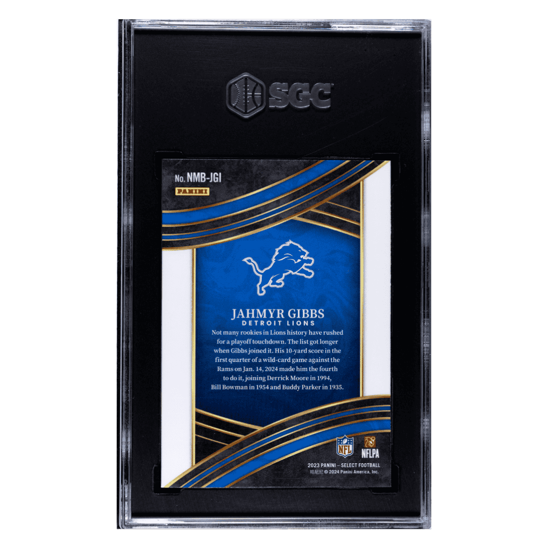 Jahmyr Gibbs PSA 9 2023 Panini Select Numbers Rookie RC Card #NMB-JGI
