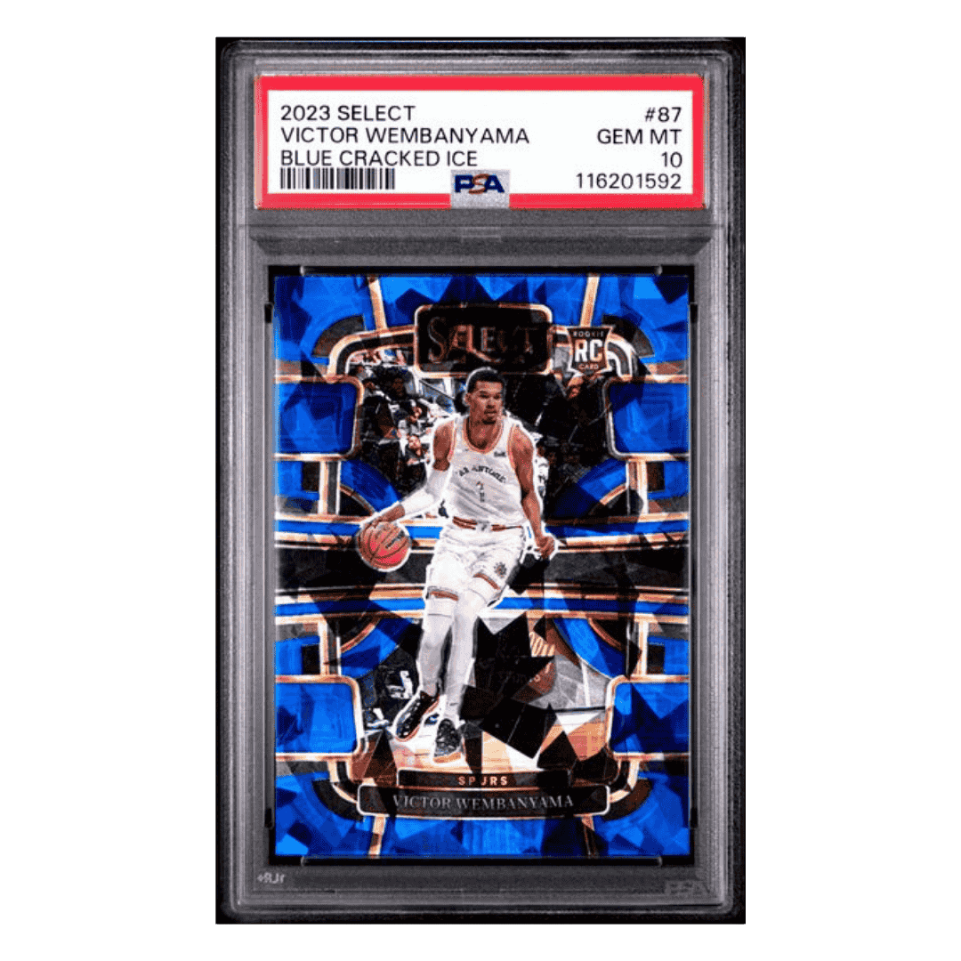 Victor Wembanyama PSA 10 2023 Panini Select Blue Cracked Ice Card #87