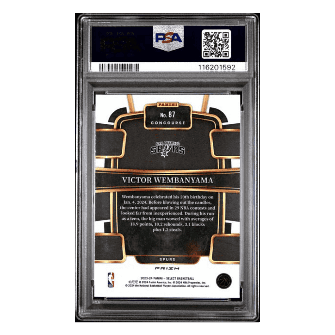 Victor Wembanyama PSA 10 2023 Panini Select Blue Cracked Ice Card #87