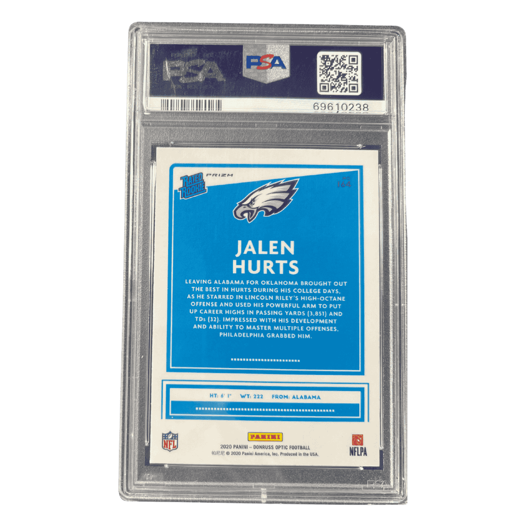 Jalen Hurts PSA 9 2020 Panini Donruss Optic Pink Rated Rookie Prizm Card #164