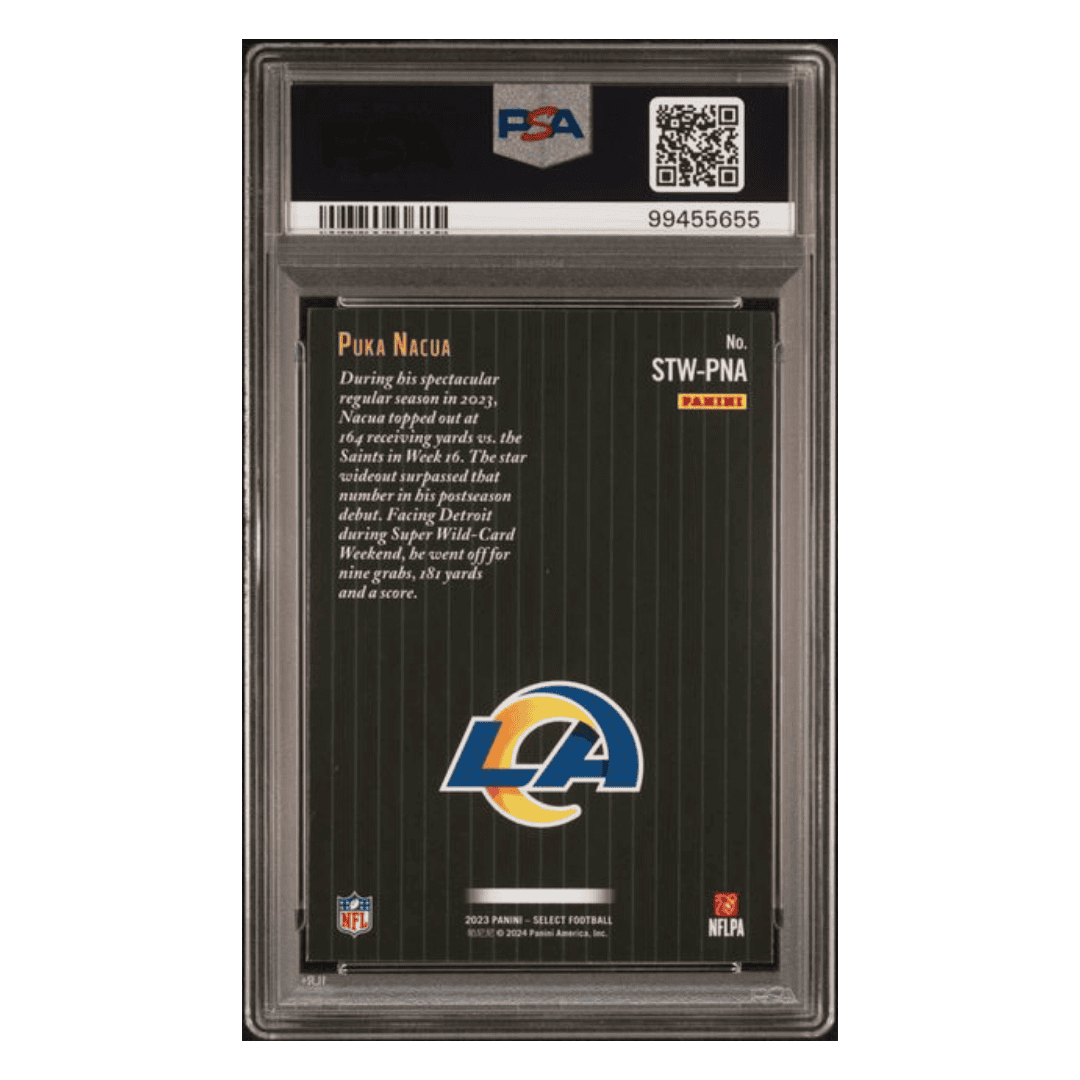 Puka Nacua PSA 10 2023 Panini Select Score Throwback Rookie RC Card #STWPNA