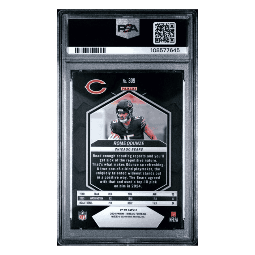 Rome Odunze PSA 9 2024 Panini Mosaic Camo Pink Card #309
