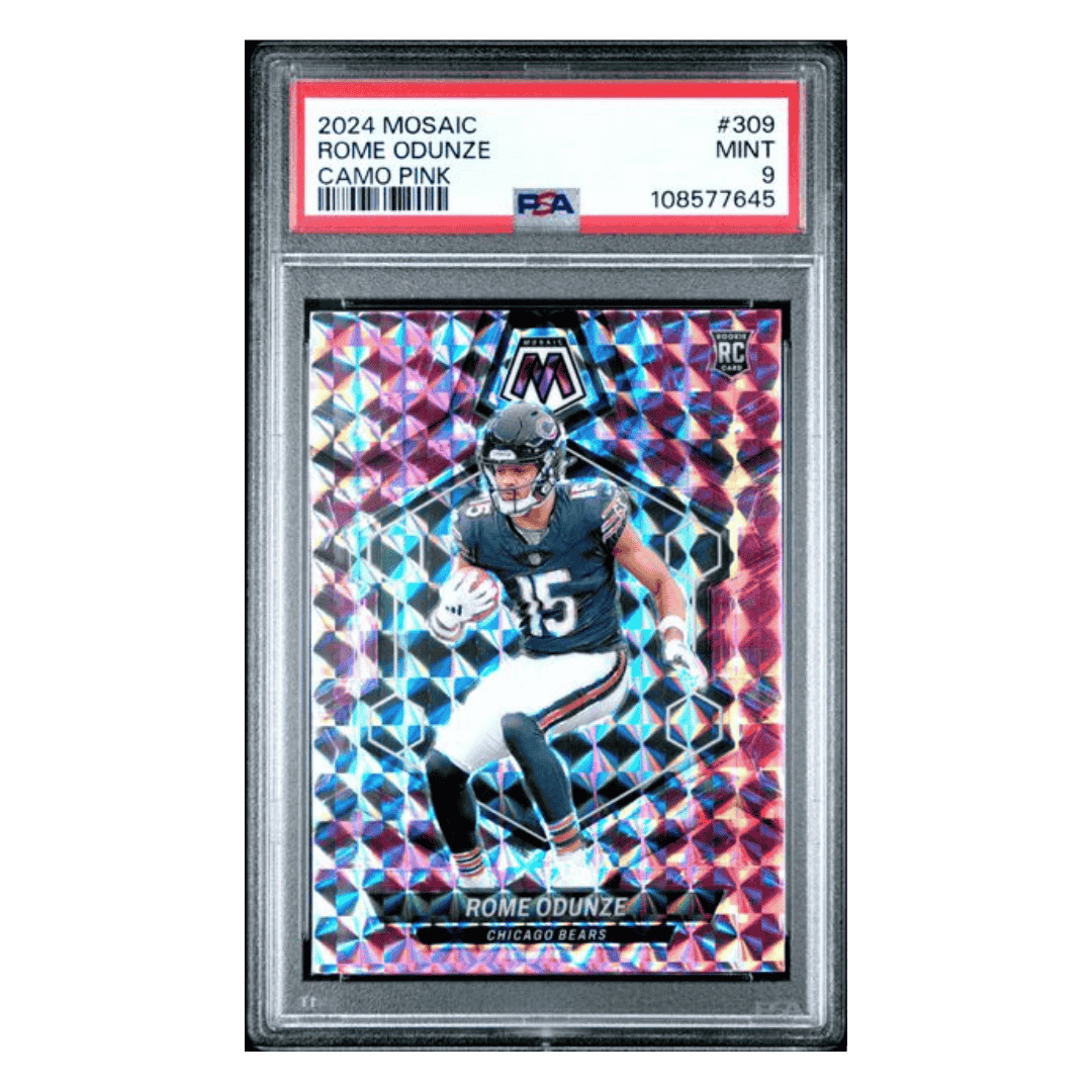 Rome Odunze PSA 9 2024 Panini Mosaic Camo Pink Card #309