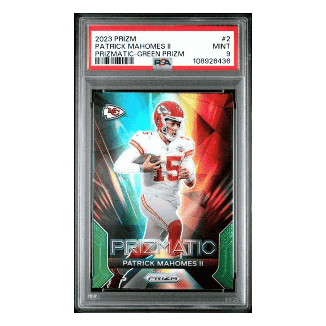 Patrick Mahomes PSA 9 2023 Panini Prizm Prizmatic Green Card #2