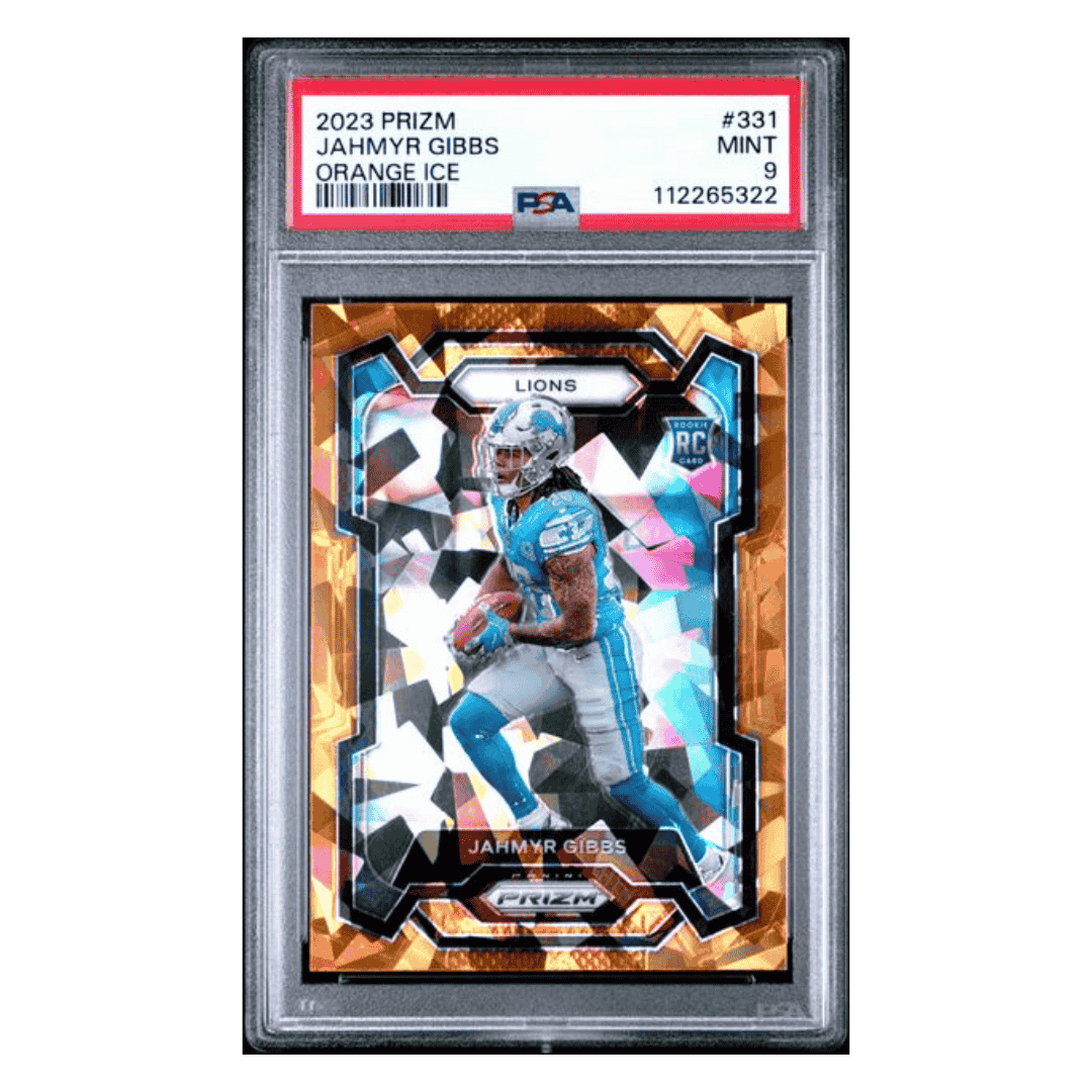Jahmyr Gibbs PSA 9 2023 Panini Prizm Orange Ice Rookie RC Card #331
