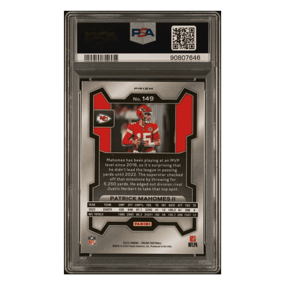Patrick Mahomes PSA 10 2023 Panini Prizm Red Sparkle Card #149