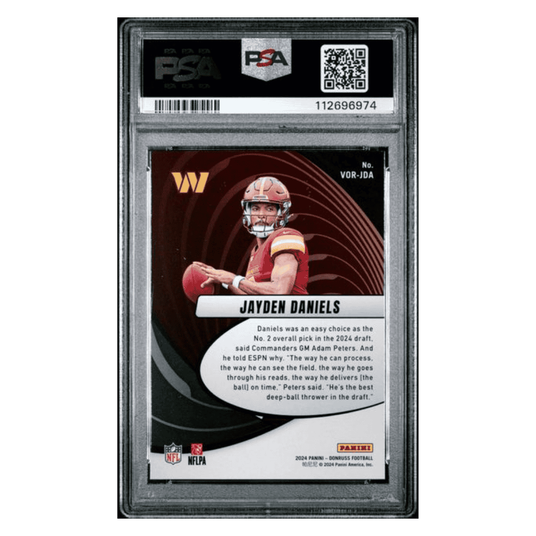Jayden Daniels PSA 9 2024 Panini Donruss Vortex Rookie RC Card #VORJDA