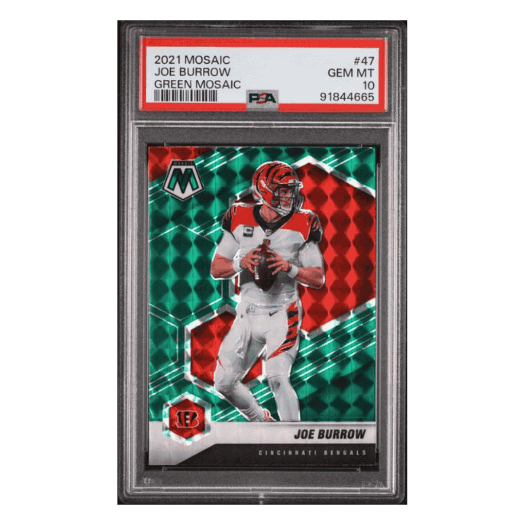 Joe Burrow PSA 10 2021 Panini Mosaic Green Card #47