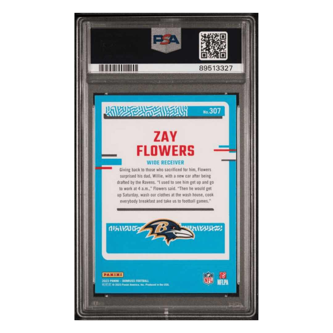 Zay Flowers PSA 10 2023 Panini Donruss Rated Rookie Card #307
