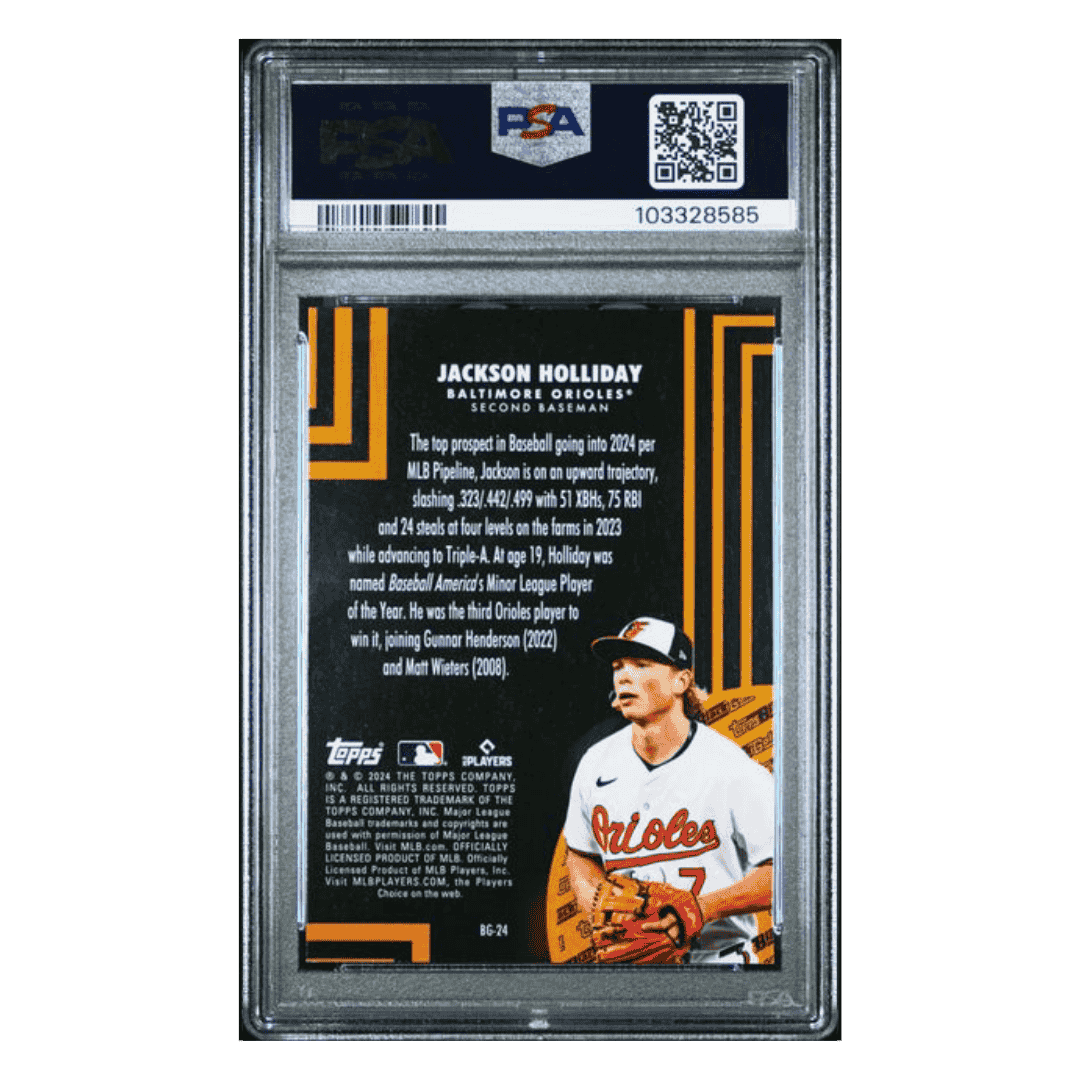 Jackson Holliday PSA 9 2024 Topps Update Black Gold Rookie RC Card #BG24