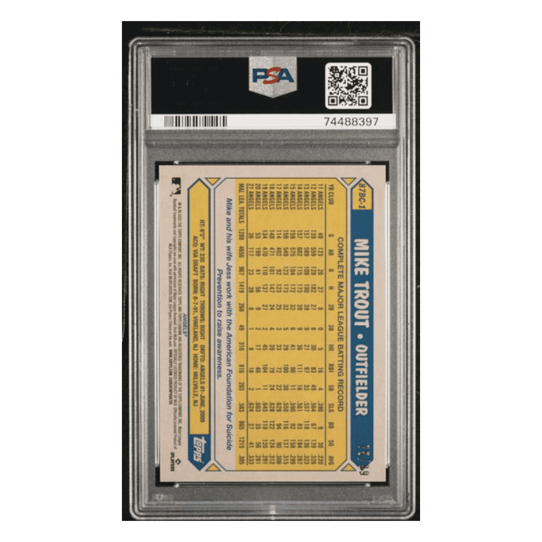 Mike Trout PSA 10 2022 Ben Baller Chrome 1987 Topps Green Refractor Card #1