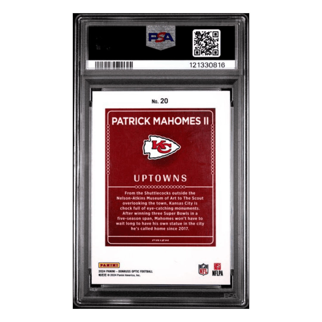Patrick Mahomes PSA 9 2024 Panini Donruss Optic Uptowns Card #20