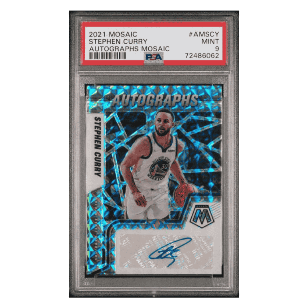 Steph Curry PSA 9 2021 Panini Mosaic Autographs Card #AMSCY