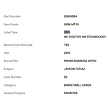 Jayson Tatum PSA 10 2019 Panini Donruss Optic Fanatics Card #82