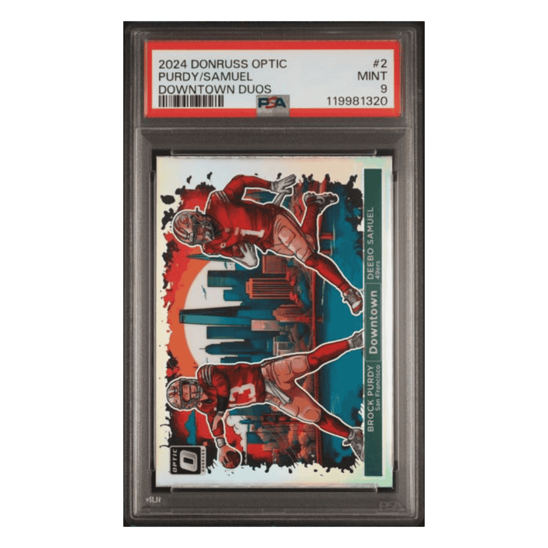 Brock Purdy Deebo Samuel PSA 9 2024 Panini Donruss Optic Downtown Duos Card #2
