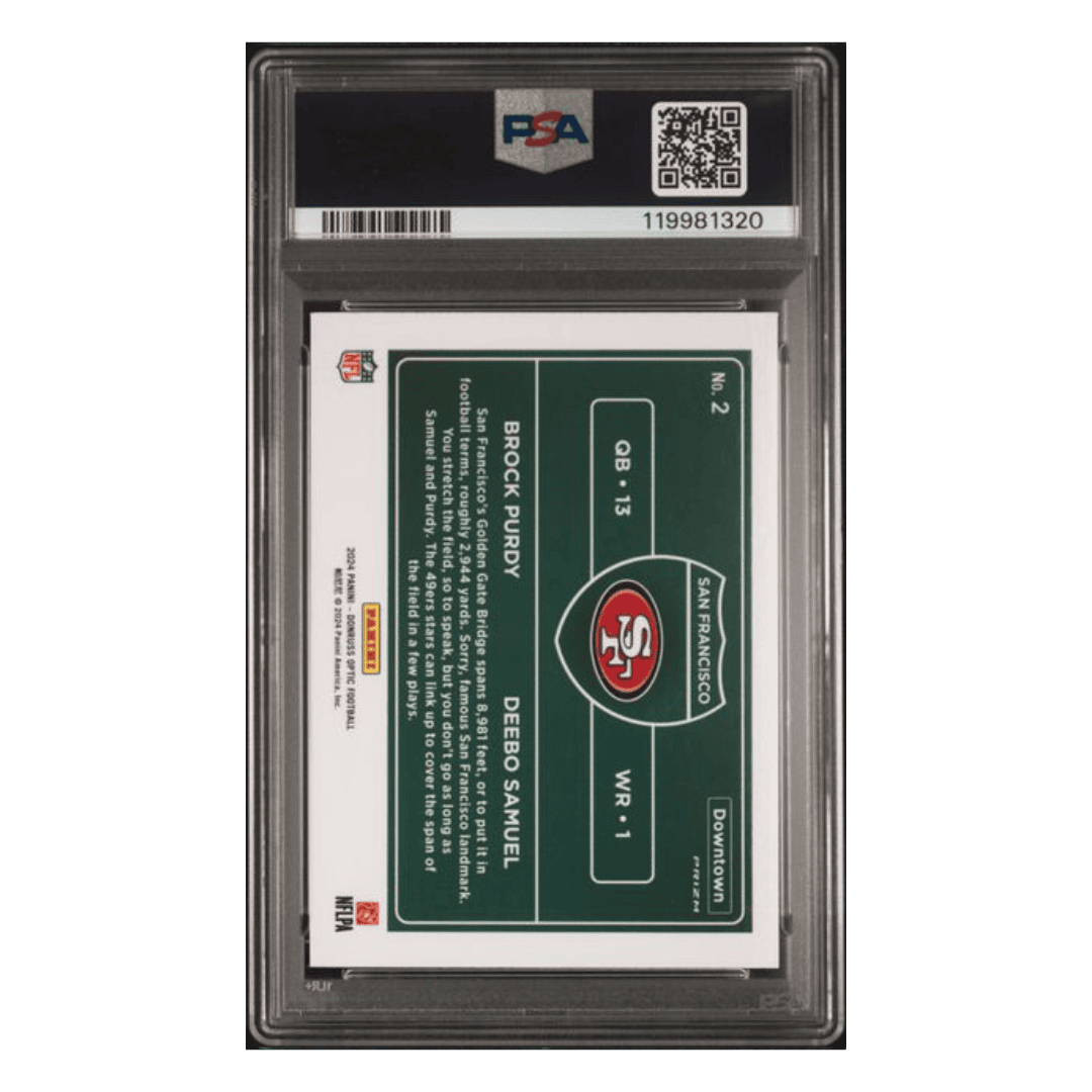 Brock Purdy Deebo Samuel PSA 9 2024 Panini Donruss Optic Downtown Duos Card #2