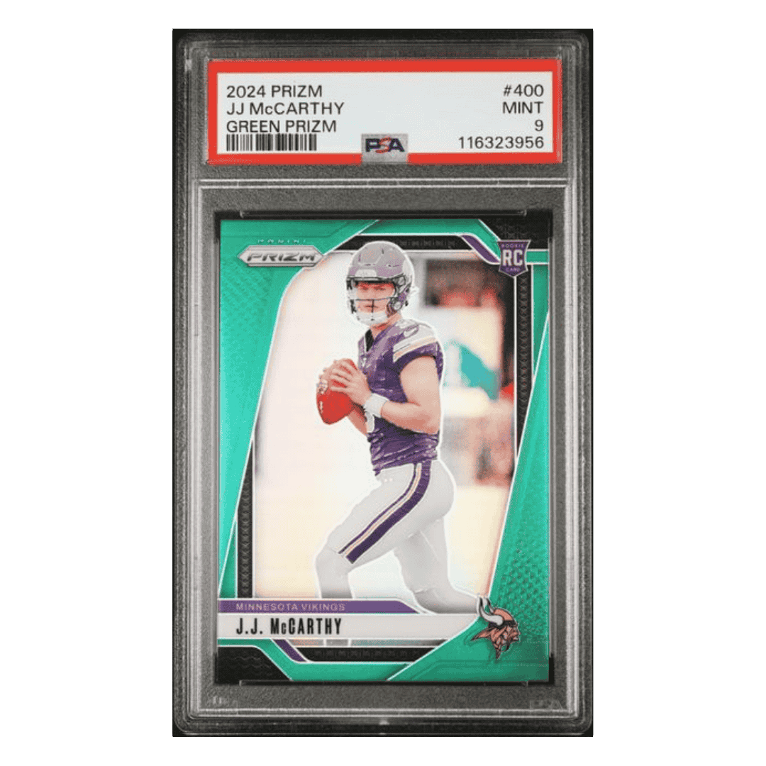 J.J. McCarthy PSA 9 2024 Panini Prizm Green Rookie RC Card #400