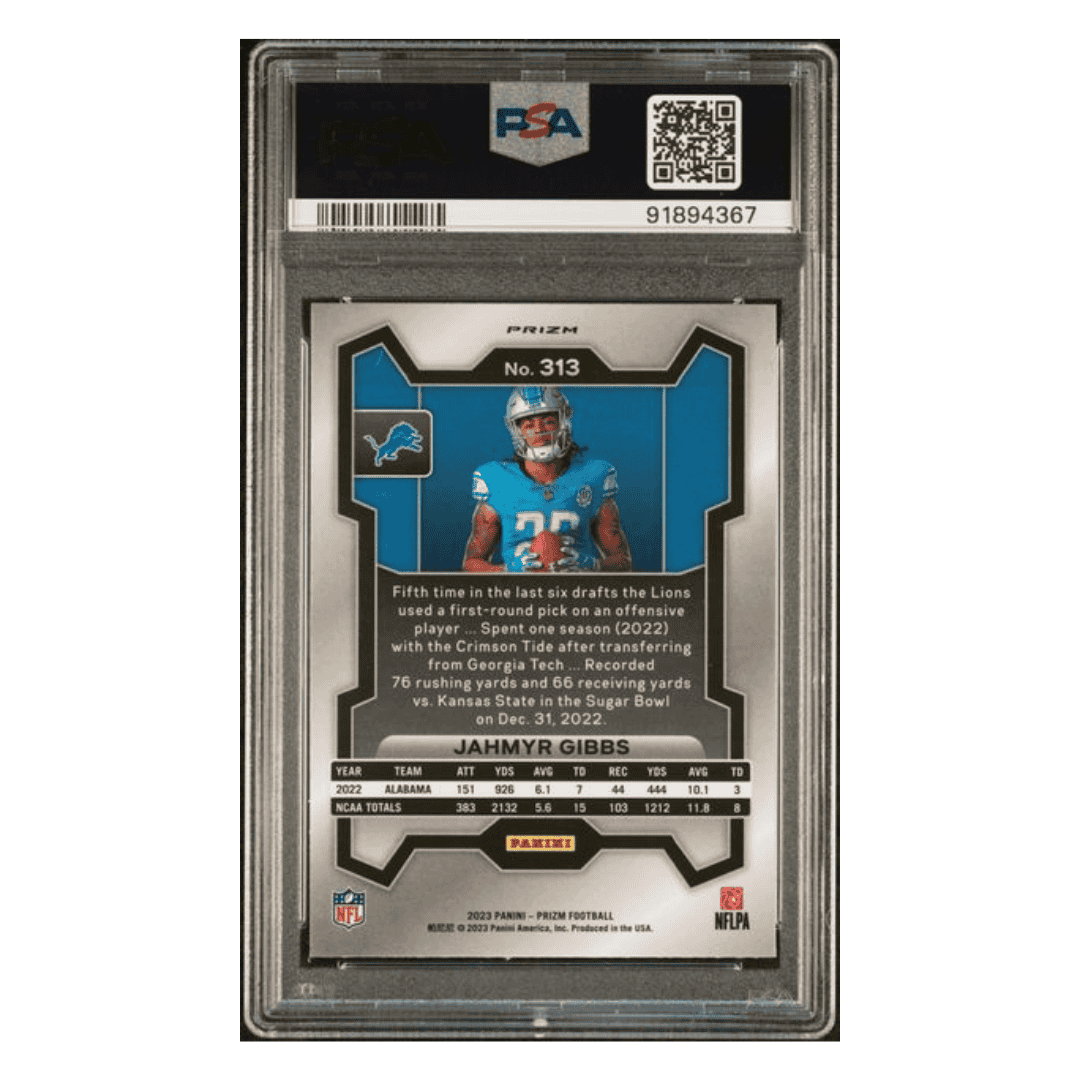 Jahmyr Gibbs PSA 10 2023 Panini Prizm Variation Rookie RC Card #313