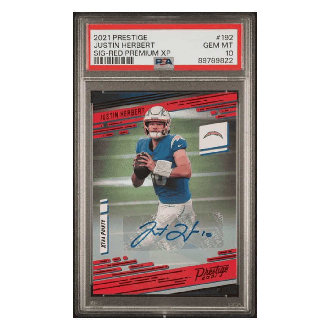 Justin Herbert PSA 10 2021 Panini Prestige Signature Red Premium XP Card #192