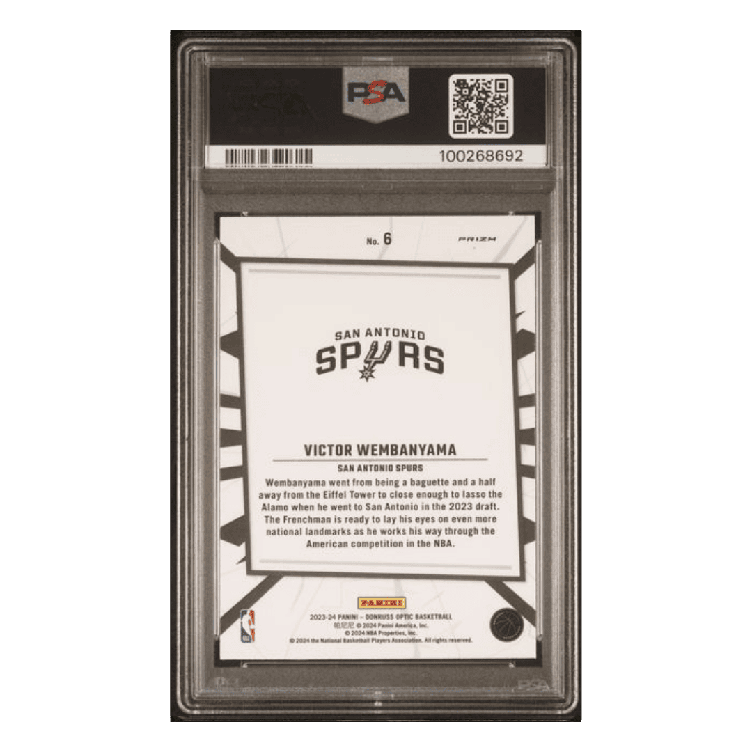 Victor Wembanyama PSA 10 2023 Panini Donruss Optic My House Purple Rookie RC Card #6