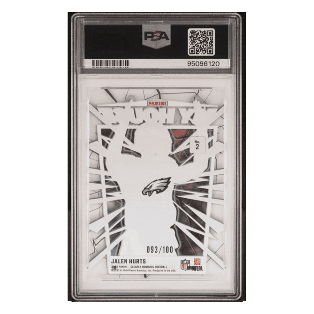 Jalen Hurts PSA 9 2023 Panini Clearly Donruss My House Red #d /100 Card #2