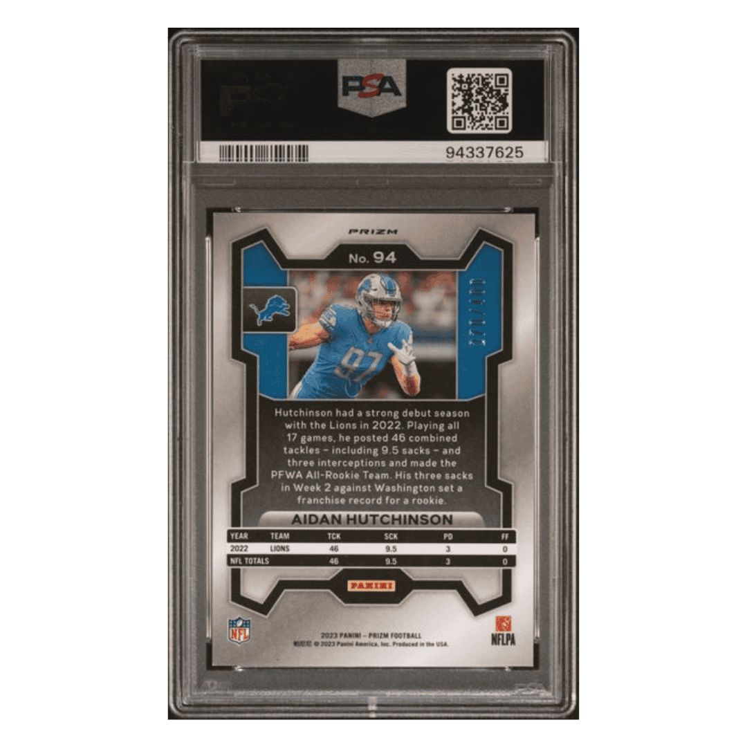 Aidan Hutchinson PSA 10 2023 Panini Prizm Pandora #d /400 Card #94
