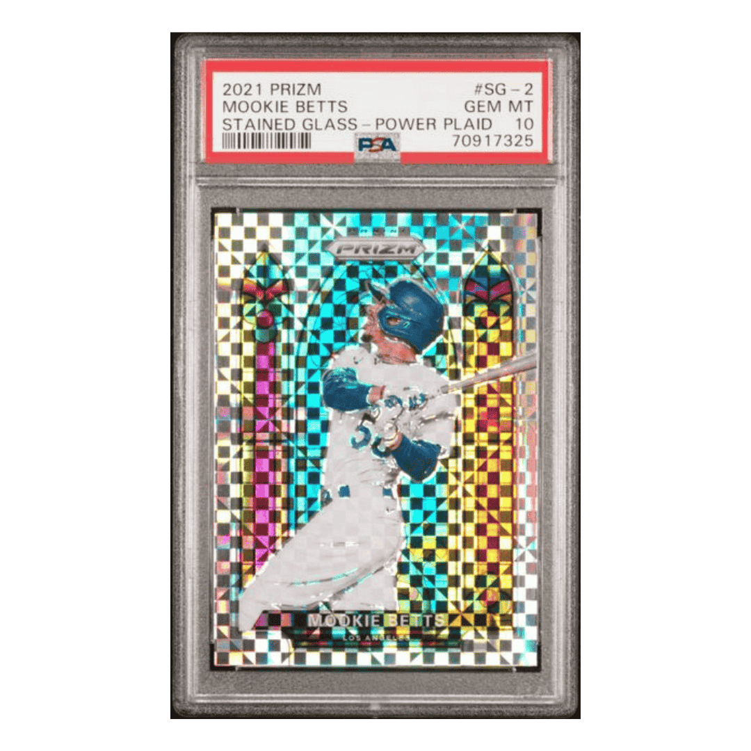 Mookie Betts PSA 10 2021 Panini Prizm Stained Glass Power Plaid #d /75 Card #SG-2