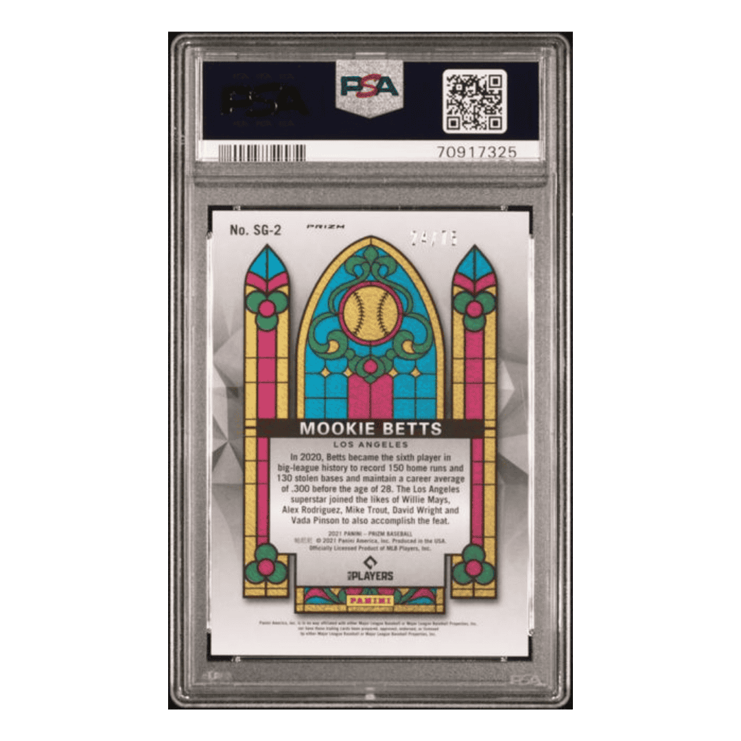 Mookie Betts PSA 10 2021 Panini Prizm Stained Glass Power Plaid #d /75 Card #SG-2