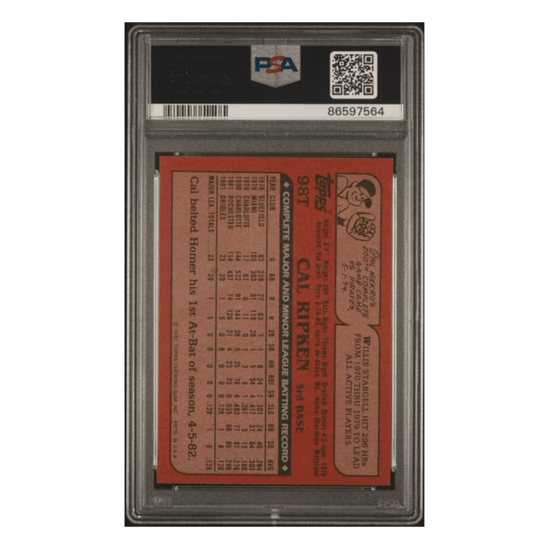 Cal Ripken Jr PSA 9 1982 Topps Traded Card #98T