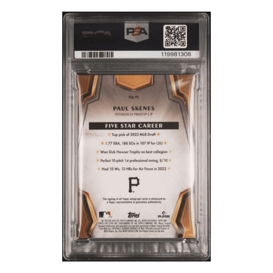 Paul Skenes PSA 9 2024 Topps Five Star Autograph Rookie RC Card #FSAPS