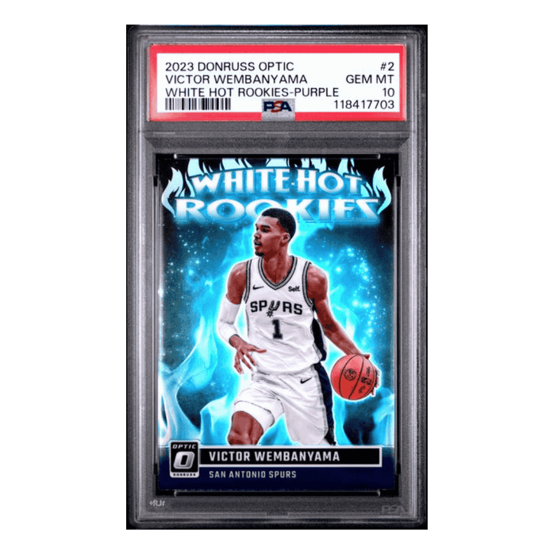 Victor Wembanyama PSA 10 2023 Panini Donruss Optic White Hot Rookies Purple Card #2