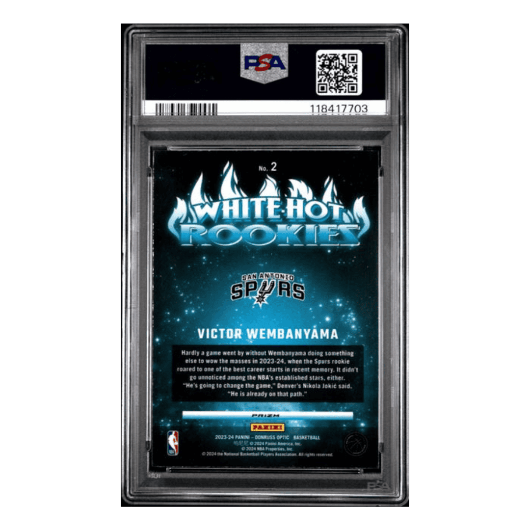 Victor Wembanyama PSA 10 2023 Panini Donruss Optic White Hot Rookies Purple Card #2