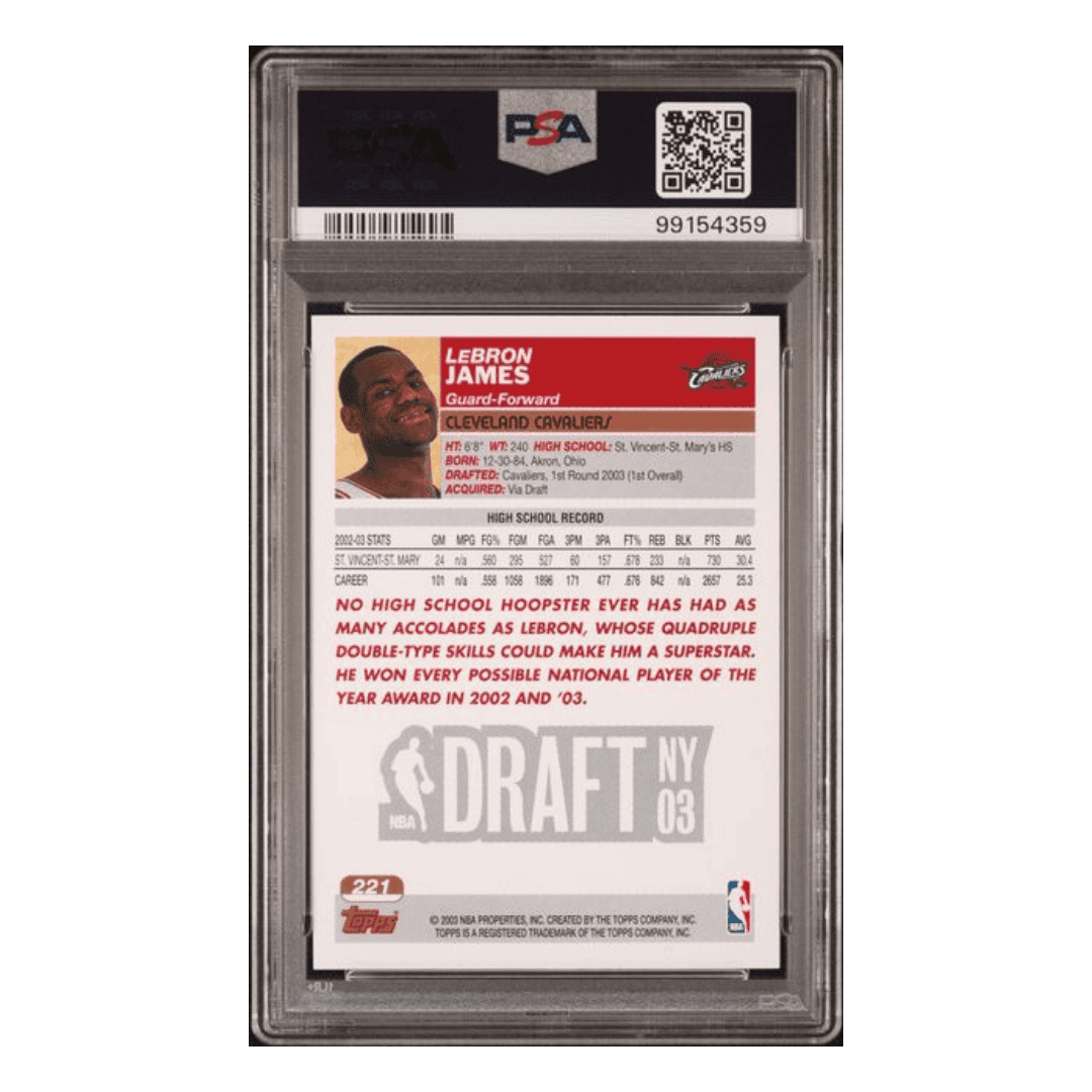 LeBron James PSA 10 2003 Topps Draft Pick Rookie Card #221