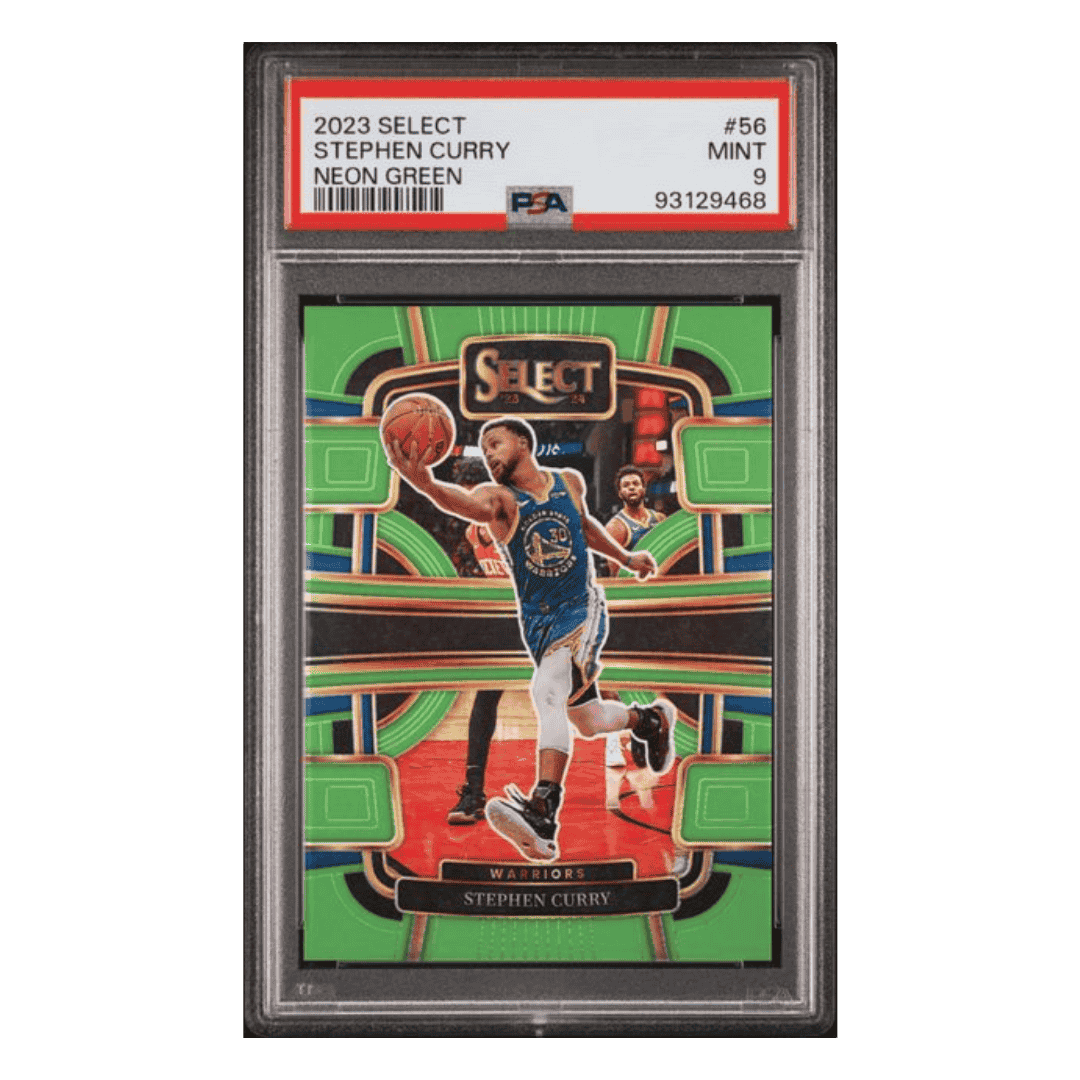 Steph Curry PSA 9 2023 Panini Select Neon Green #d/75 Card #56