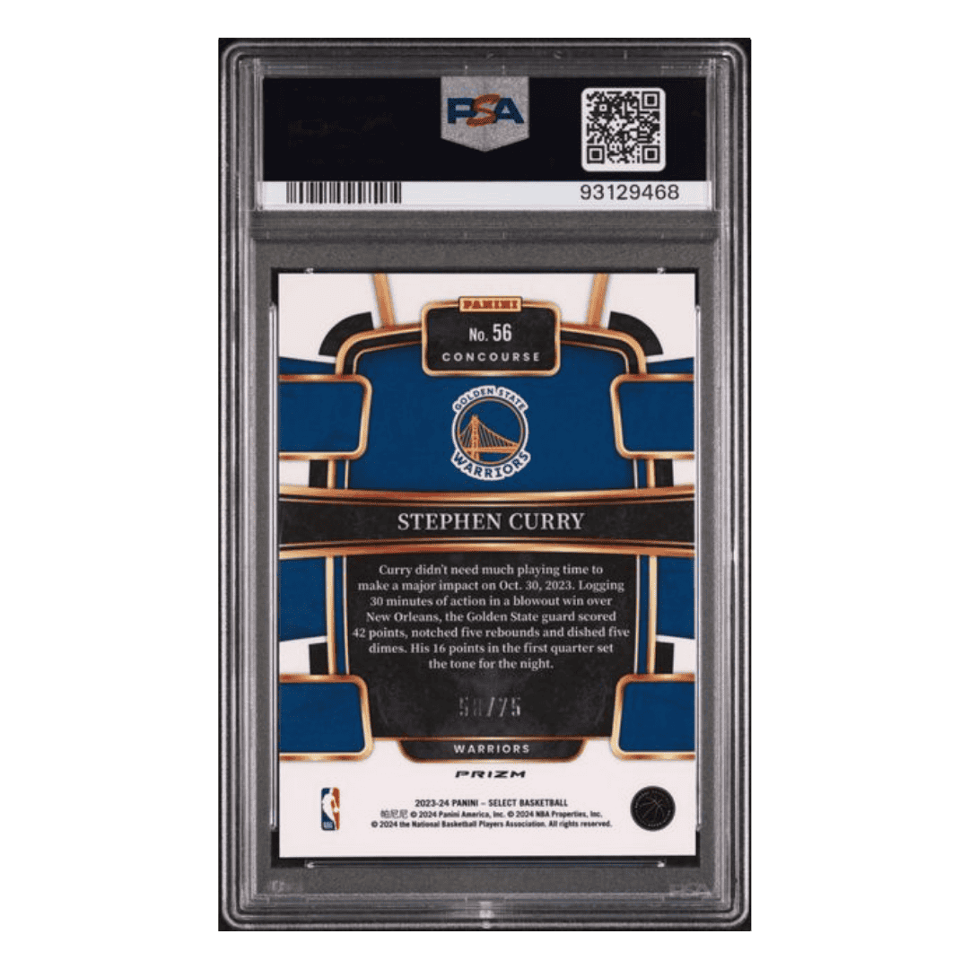 Steph Curry PSA 9 2023 Panini Select Neon Green #d/75 Card #56