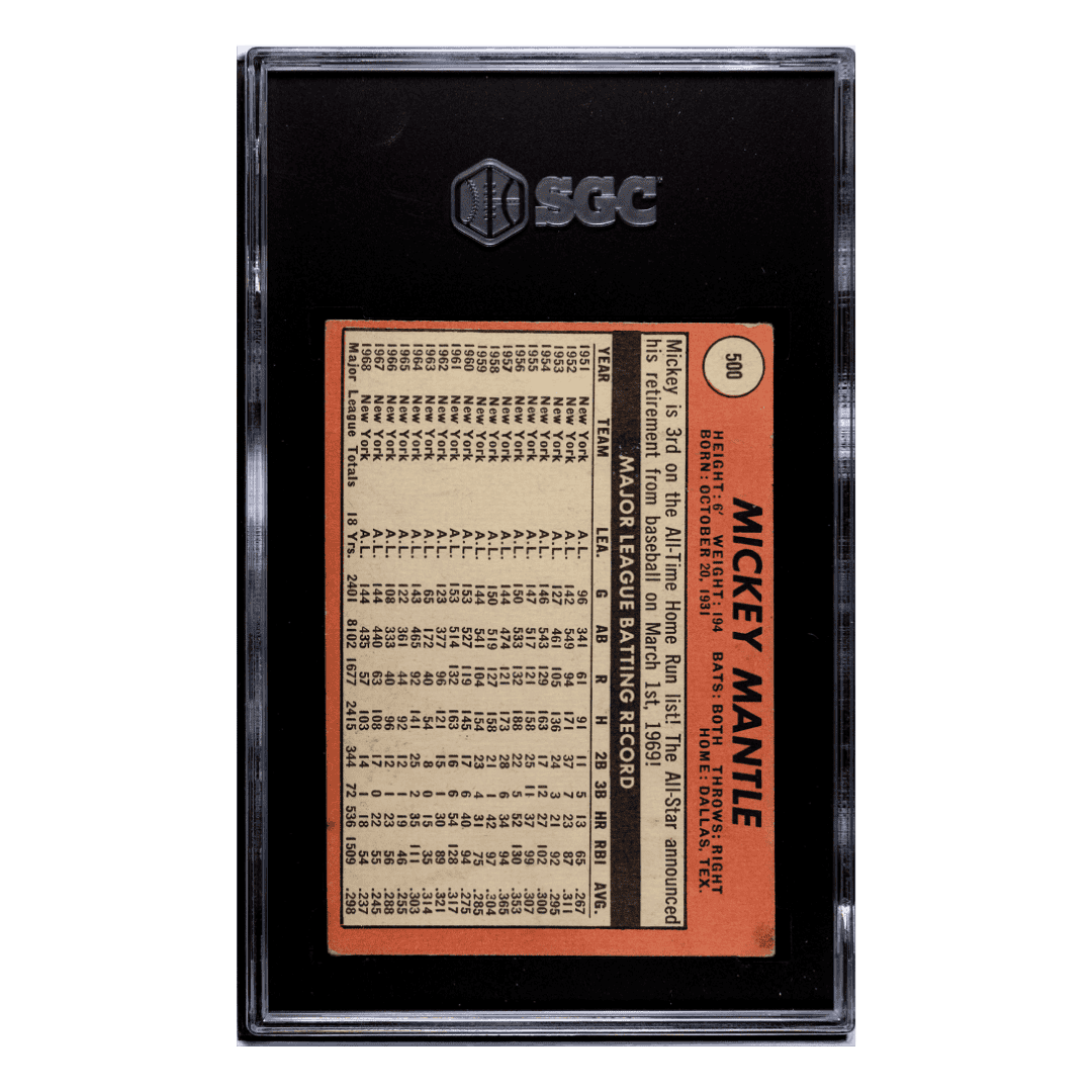 Mickey Mantle SGC 1 1969 Topps Card #500
