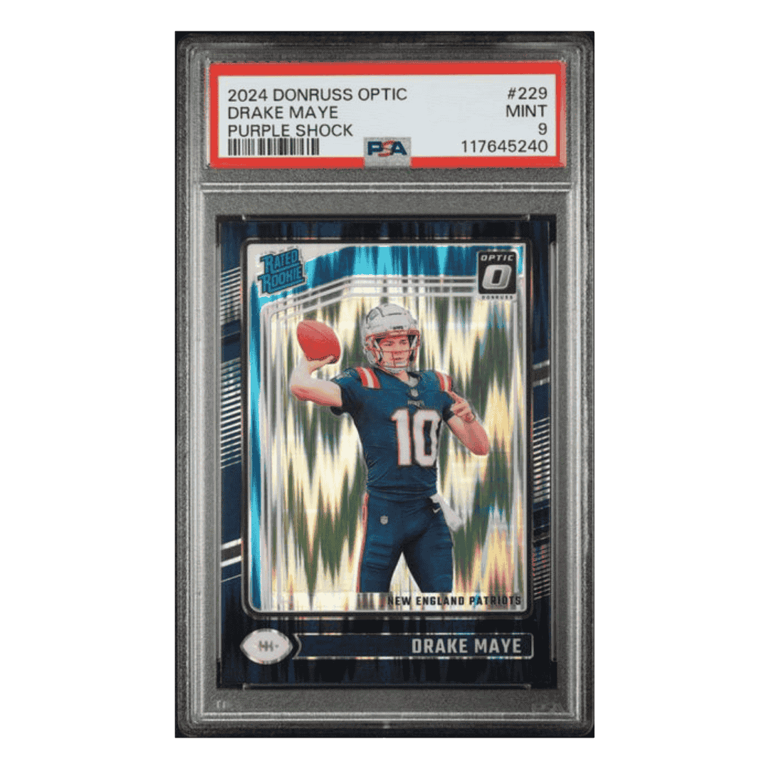 Drake Maye PSA 9 2024 Panini Donruss Optic Purple Shock Card #229