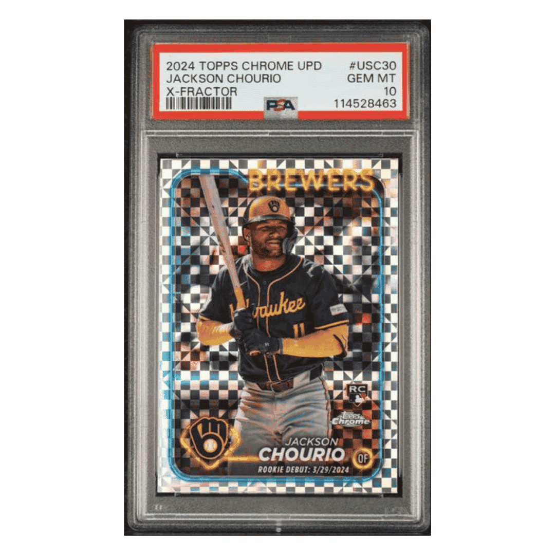 Jackson Chourio PSA 10 2024 Topps Chrome Update X-Fractor Rookie RC Card #USC30