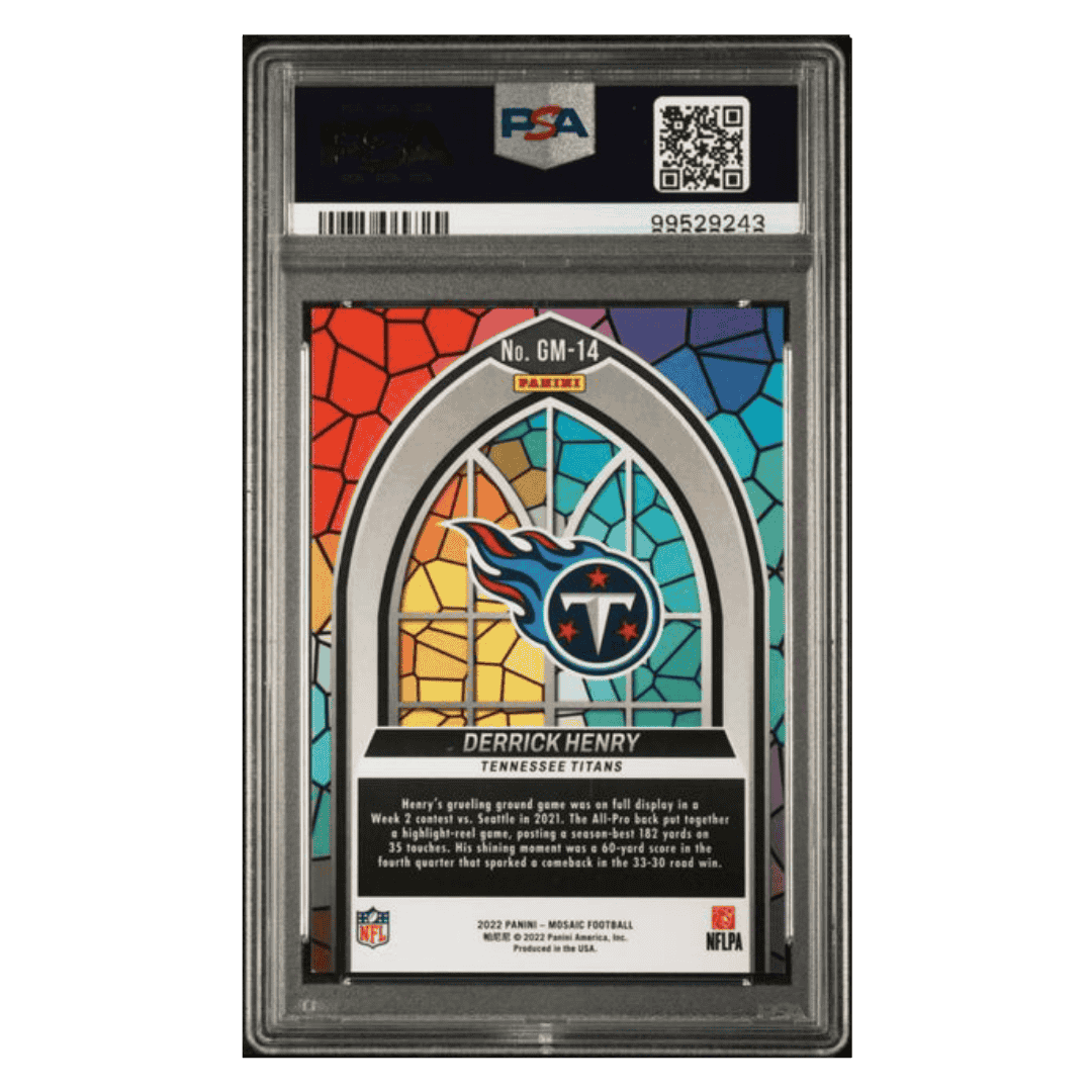 Derrick Henry PSA 9 2022 Panini Mosaic Glass Mosaic Card #GM14