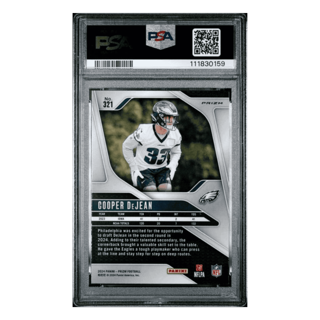 Cooper DeJean PSA 10 2024 Panini Prizm Silver Rookie RC Card #321