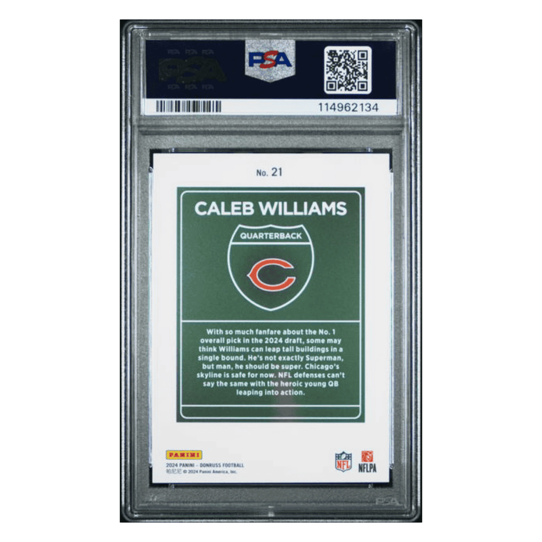 Caleb Williams PSA 10 2024 Panini Donruss Downtown! Card #21