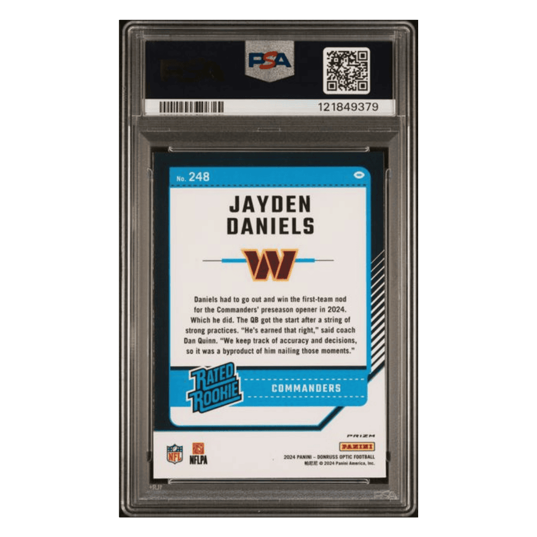 Jayden Daniels PSA 10 2024 Panini Donruss Optic Blue Scope Card #248