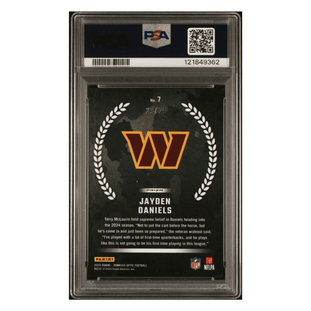 Jayden Daniels PSA 9 2024 Panini Donruss Optic Rookie Recruits Black Pandora #d/25 Card #7